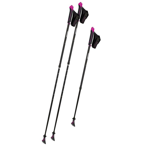 Komperdell Spirit Vario black/pink, verstellbare Nordic Walking Stöcke, 2teilig Alu, mit Klickschlau