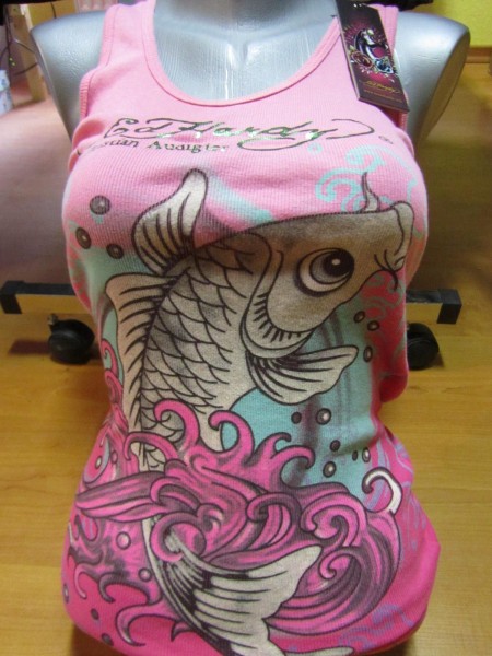 Ed Hardy Frauen Spt Foll Dip Dye Ribbed Tank Koi Gr. L
