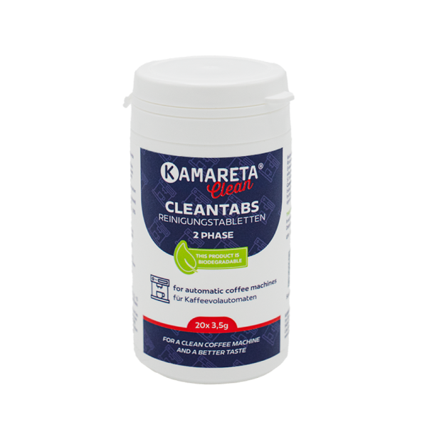 Kamareta Clean 2 Phasen Reinigungstabletten für Kaffeevollautomaten, 20x3,5g/Dose